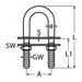 M8 X 100 U-Bolt with 2 Counter Plates A4 Stainless Steel
