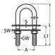 M8 X 100 U-Bolt with 2 Counter Plates A4 Stainless Steel