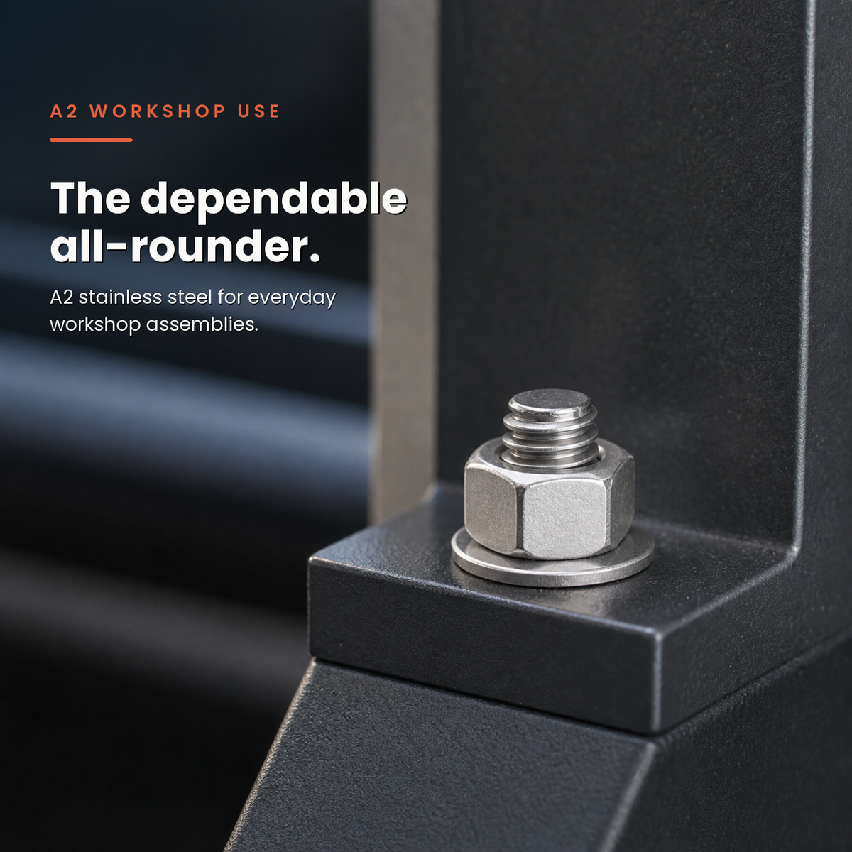 Hexagon Full Nut in a real-life workshop application. A2 stainless steel for everyday workshop assemblies.