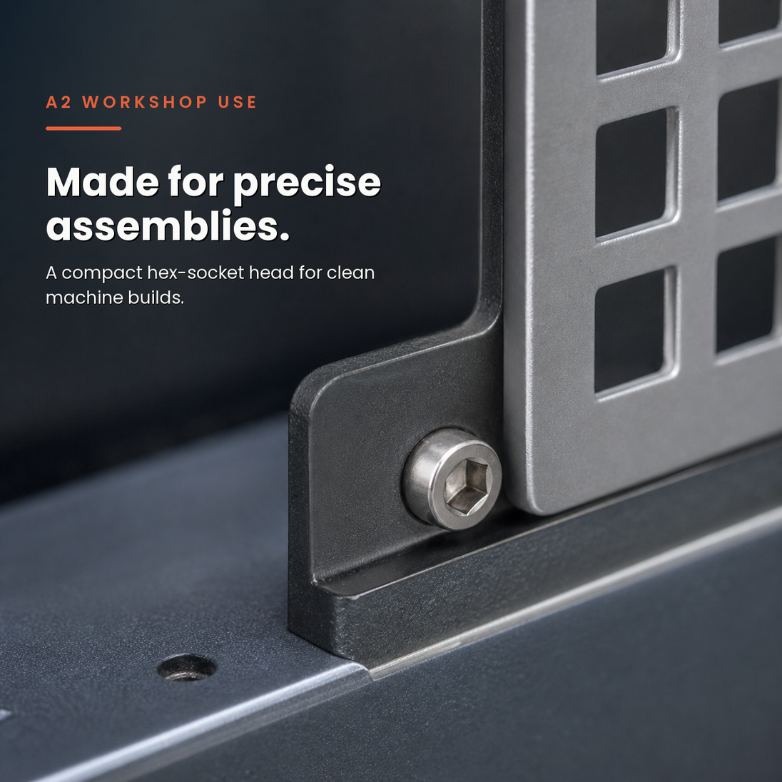 Hexagon Socket Cap Screw in a real-life workshop application. A compact hex-socket head for clean machine builds.
