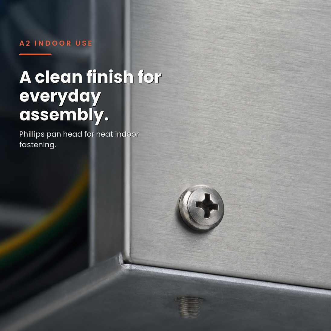 Phil Pan Machine Screw in a real-life indoor application. Phillips pan head for neat indoor fastening.