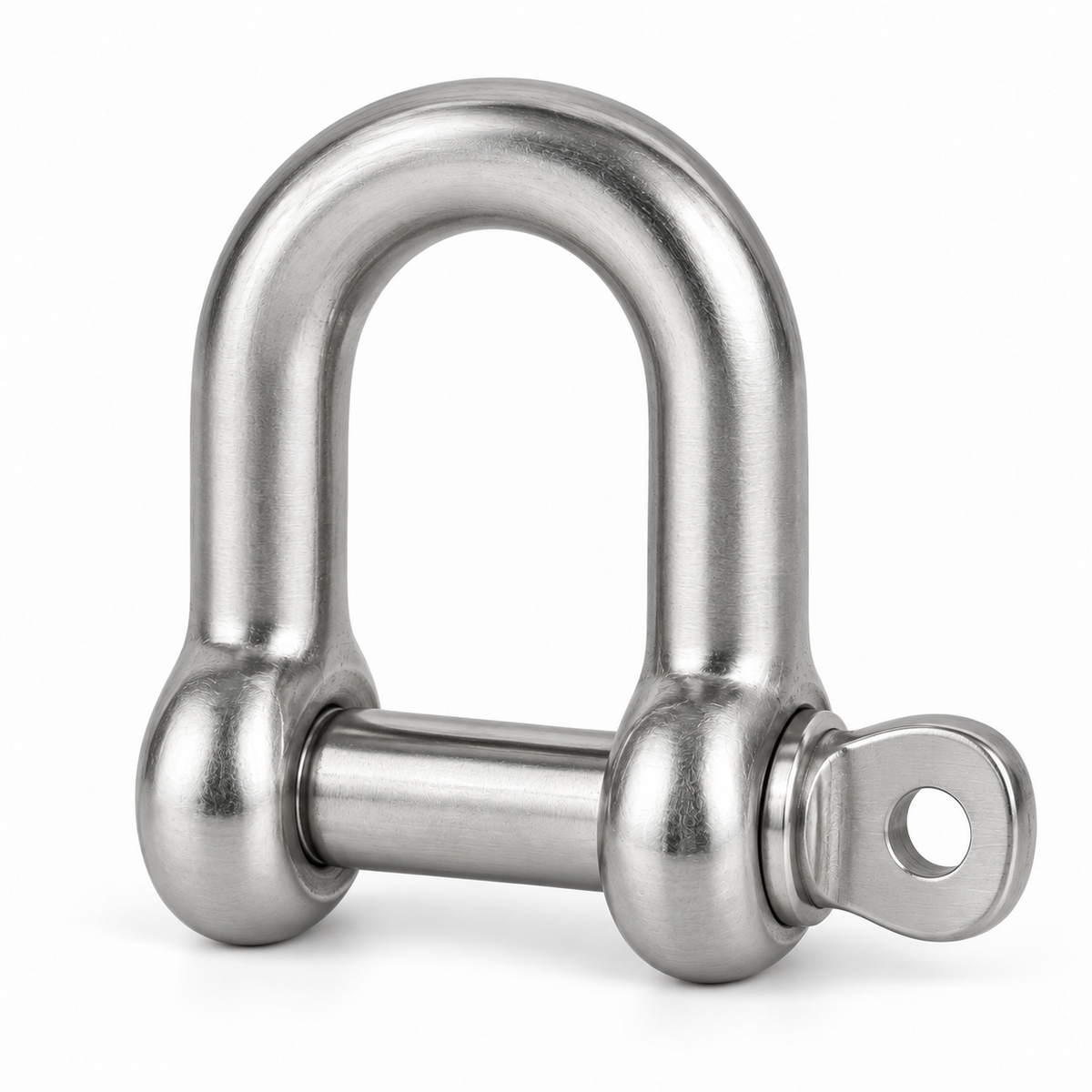 D shackle with captive pin, stainless steel