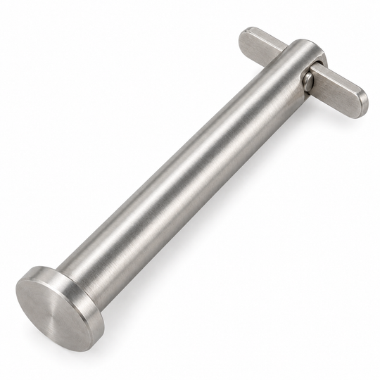 Safety clevis pin with drop nose, stainless steel