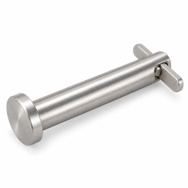 Safety clevis pin with drop nose, stainless steel
