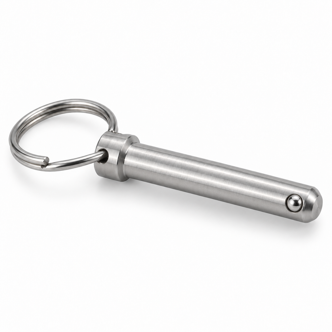 Fast pin with ball lock and pull ring, stainless steel