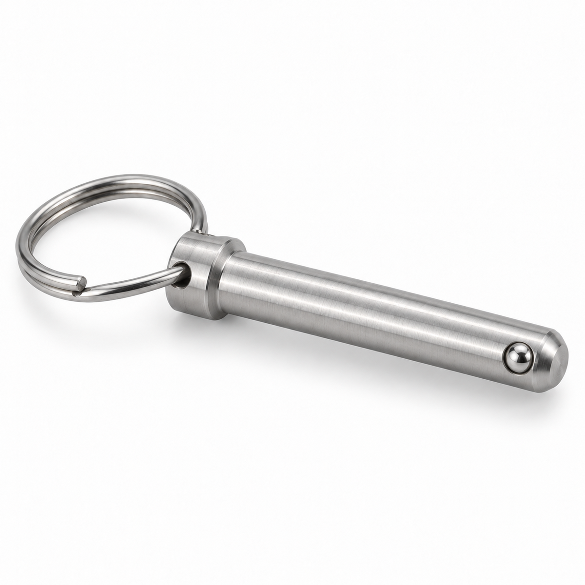 Fast pin with ball lock and pull ring, stainless steel