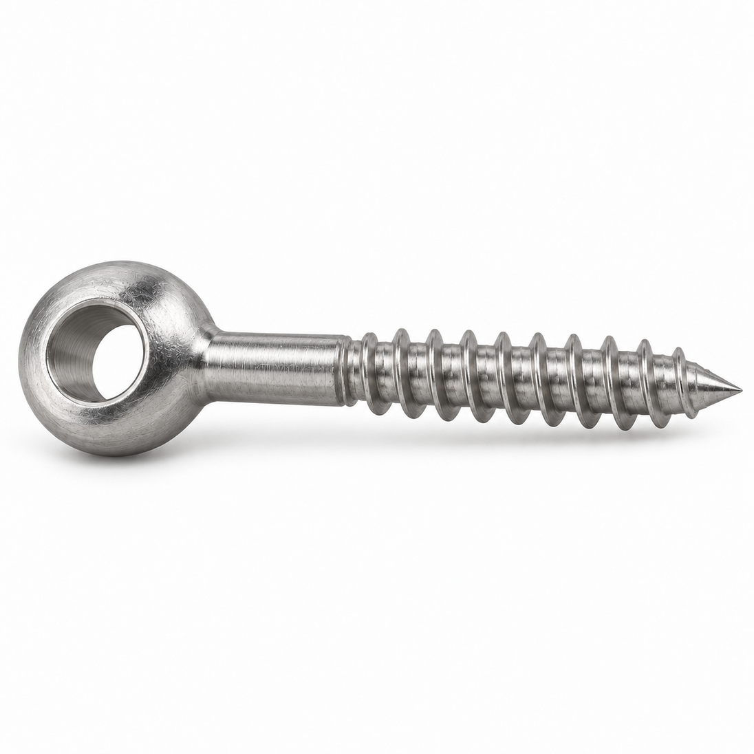 Eye bolt with wood thread, stainless steel