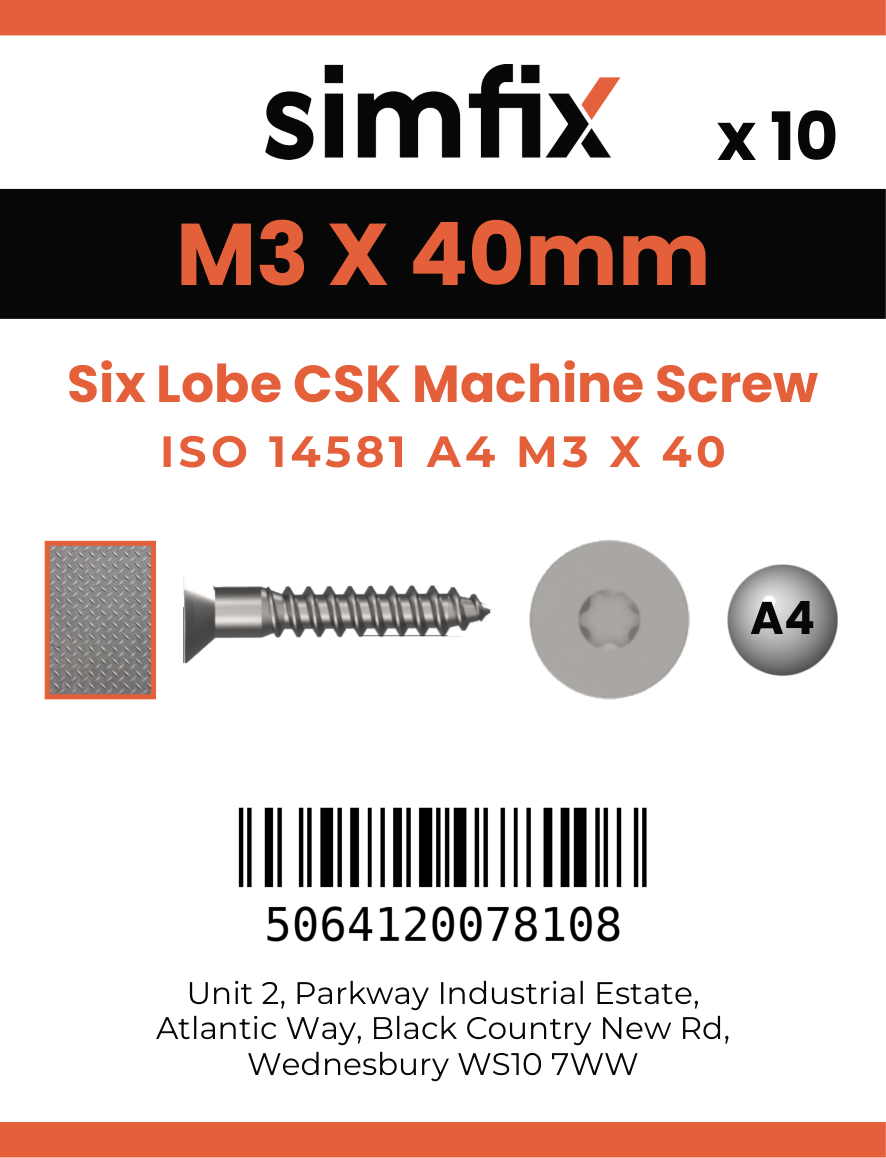 Simfix product label - 14581A403040-D