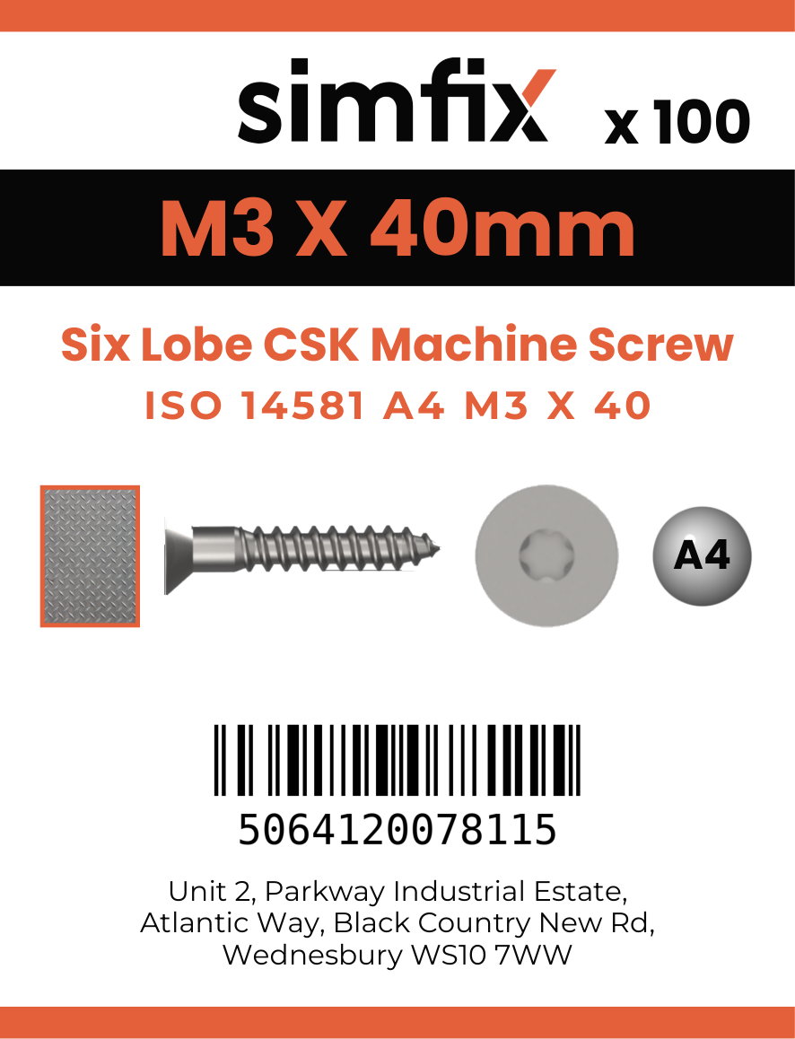 Simfix product label - 14581A403040-T