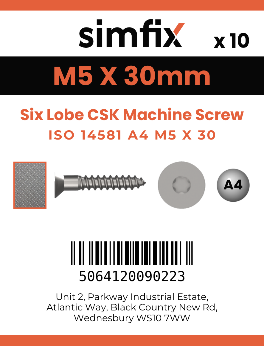 Simfix product label - 14581A405030-D