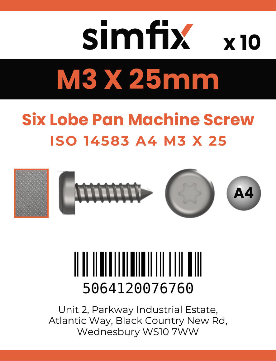Simfix product label - 14583A403025-D