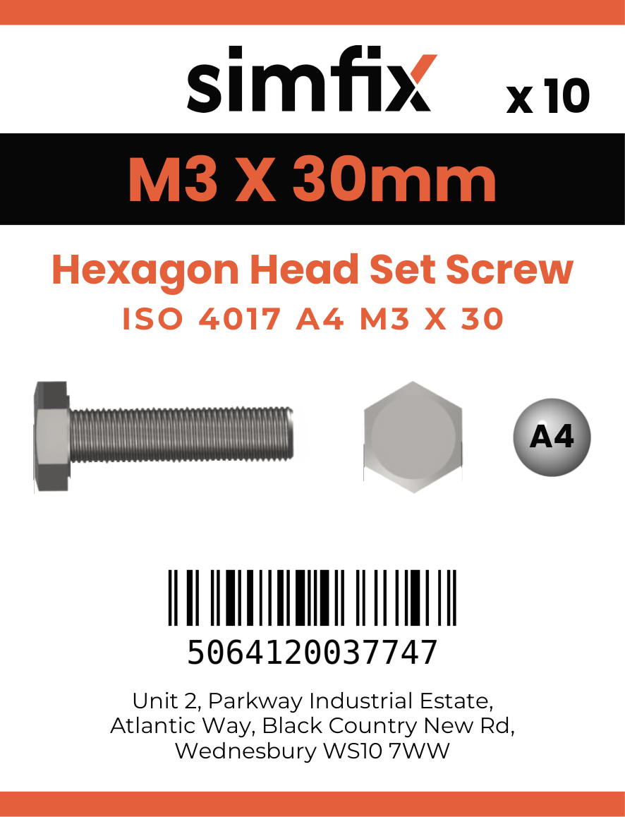 Simfix product label - 4017A40303070-D