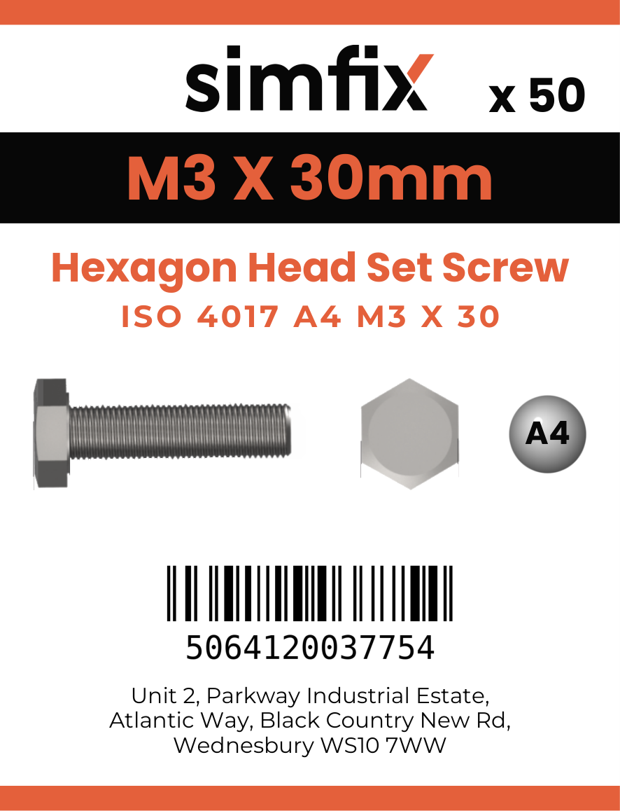 Simfix product label - 4017A40303070-T