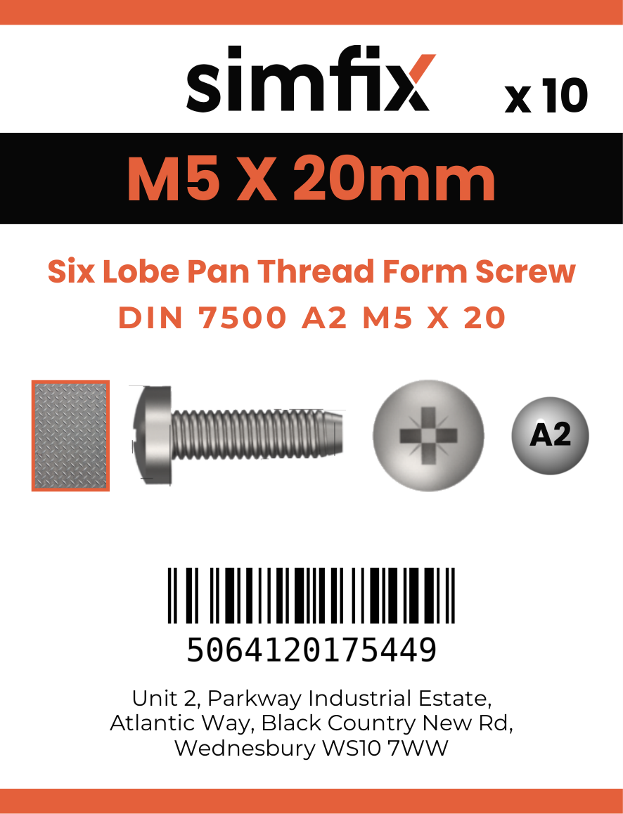 Simfix product label - 7500CA205020TX-D