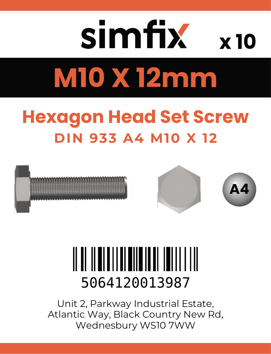 Simfix product label - 933A41001280-D