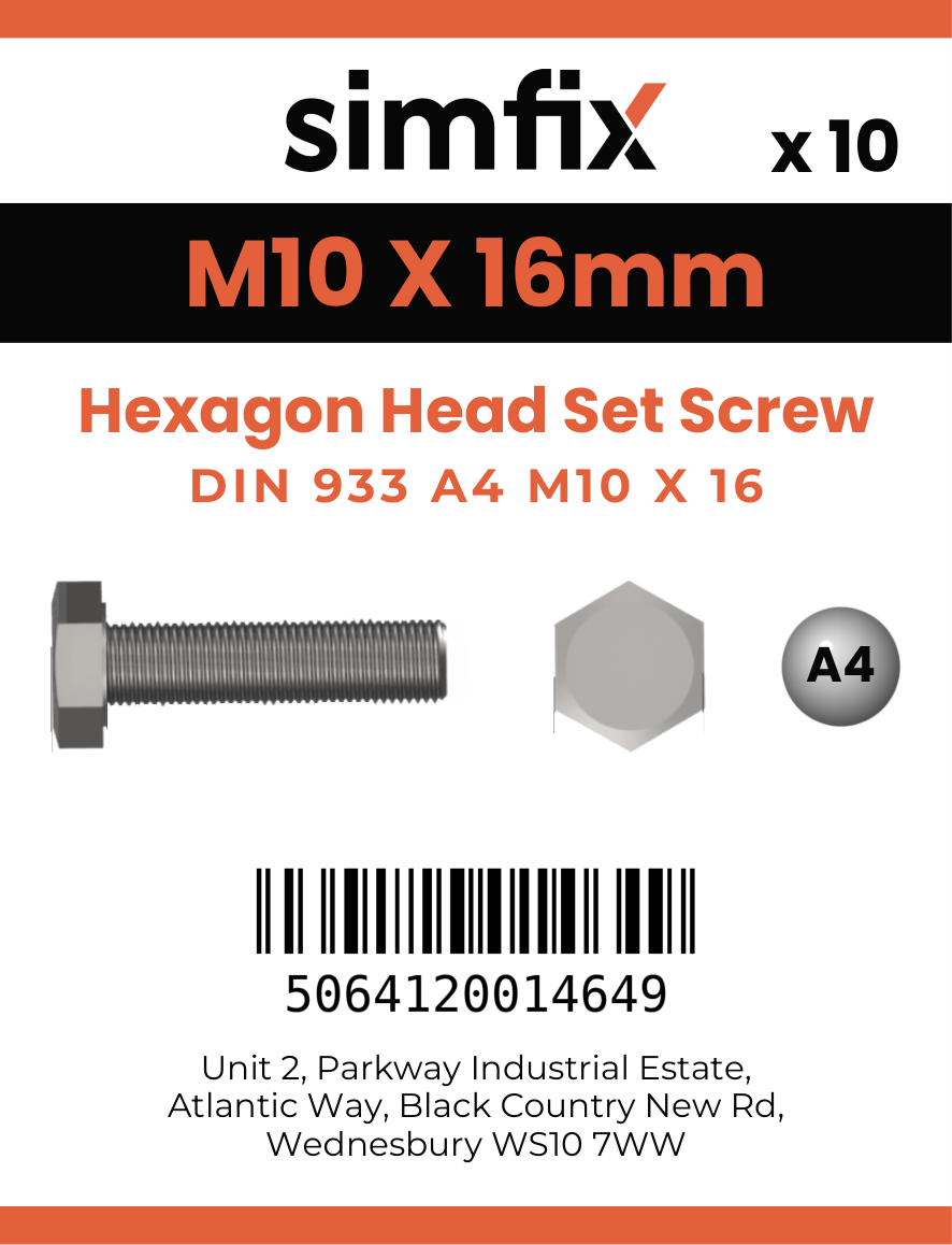 Simfix product label - 933A41001680-D