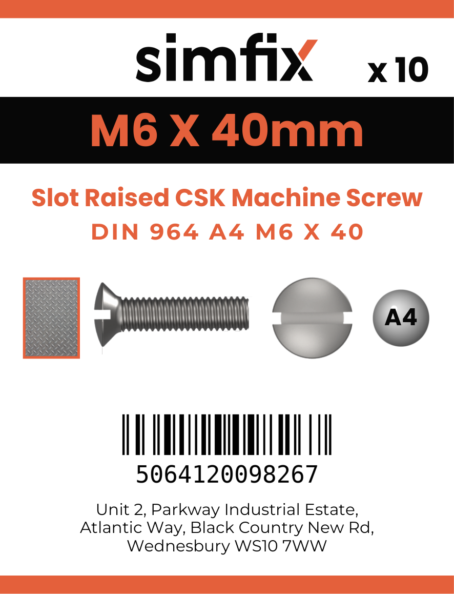 Simfix product label - 964A406040-D