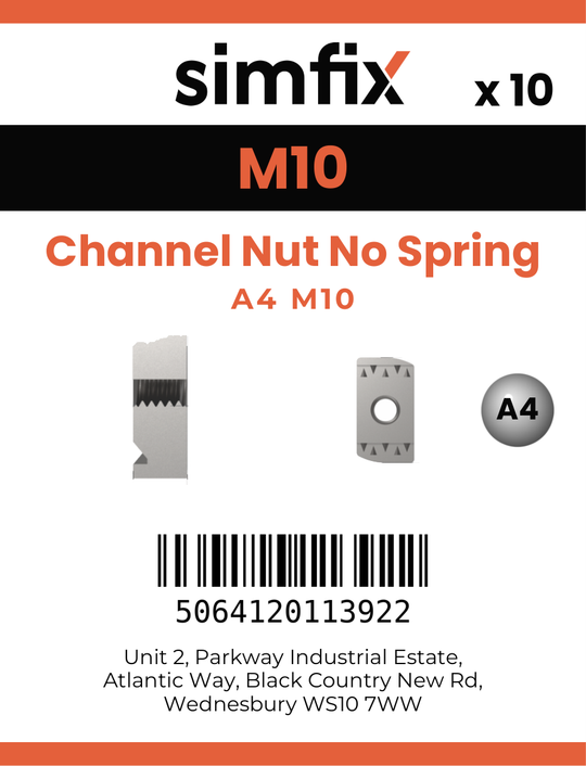 Simfix product label - NM10P-A4SS-D