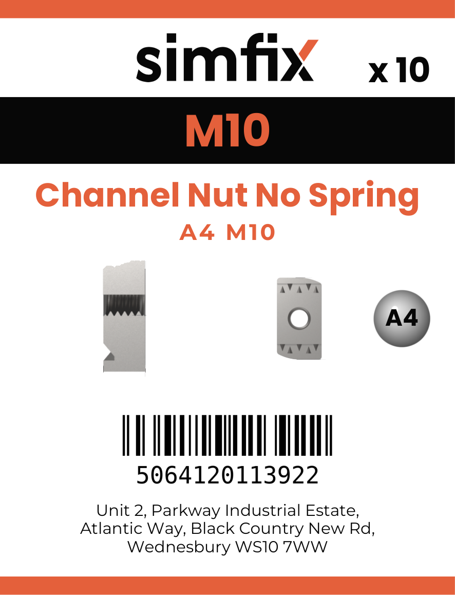 Simfix product label - NM10P-A4SS-D