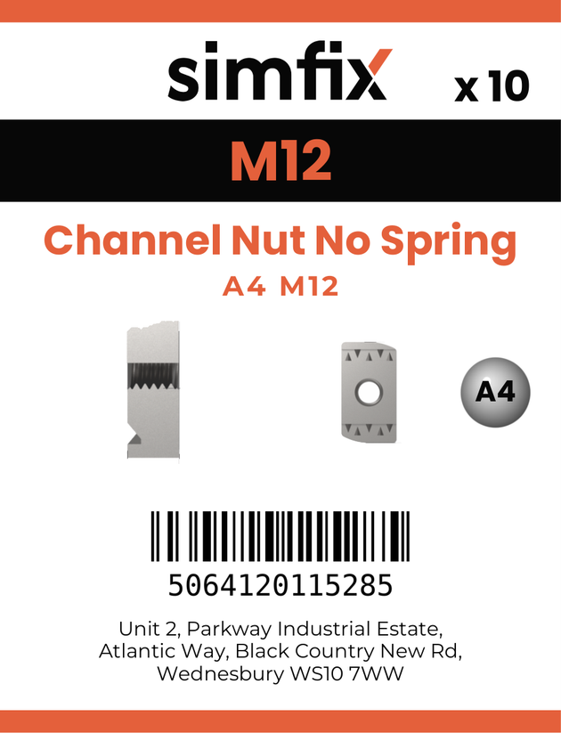 Simfix product label - NM12P-A4SS-D