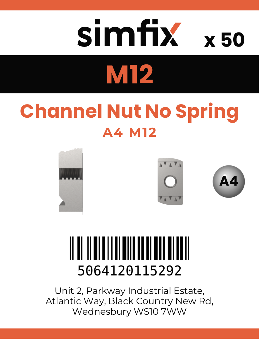 Simfix product label - NM12P-A4SS-T