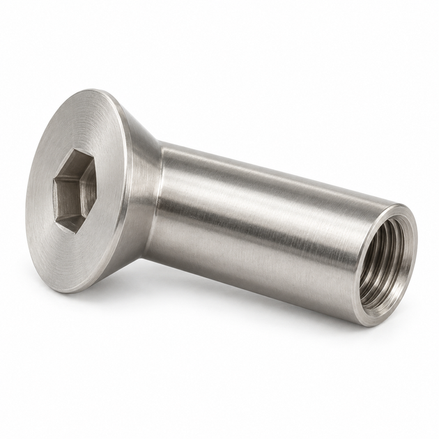 Socket countersunk head sleeve nut, stainless steel